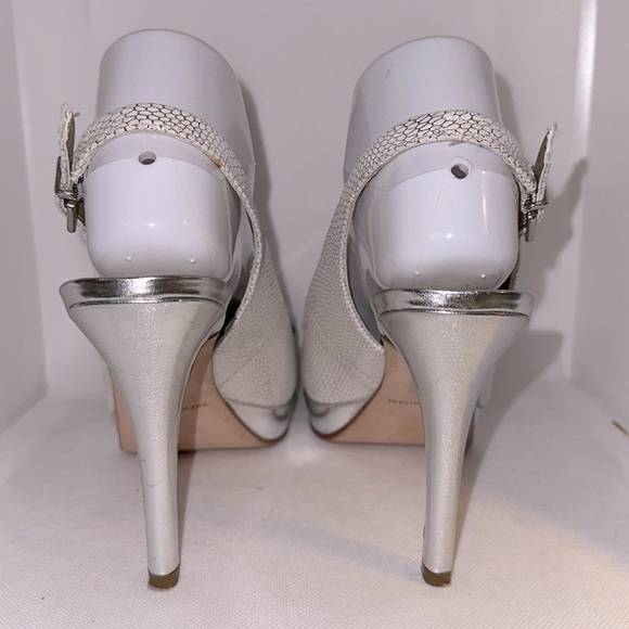 Antonio Melani Sierra Metallic Silver Slingback Peep Toe Heel Size 8M - EUC - Picture 8 of 14